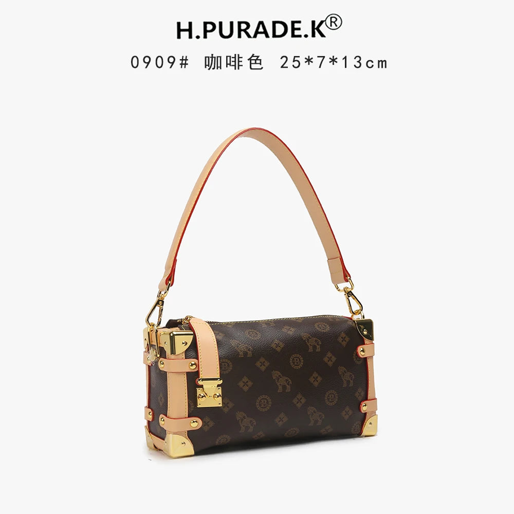 Coffee Brown Crossbody Bag for Women Adjustable Strap Shoulder Purse Stylish Casual Small Underarm Handbag Lightweight
