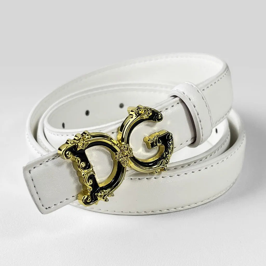 Fashionable Retro Women's Belt Set with Classic Golden Buckle High-Quality Split Leather Waistband Geometric Pattern for Adults