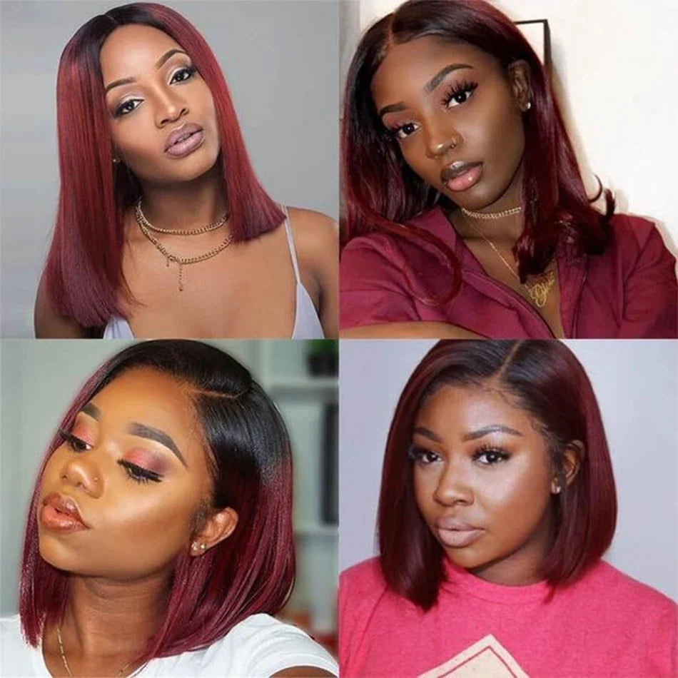 Human Hair Bundles Burgundy Straight Human Hair 1/3 /4 Pcs Brazilian Virgin Hair Extensions
