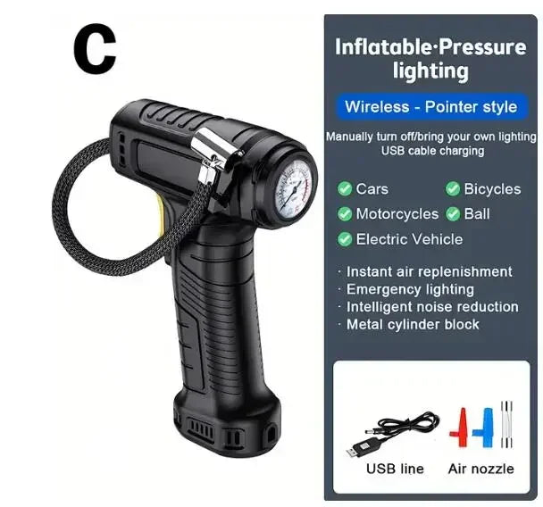 Handheld Air Compressor Wireless/Wired Inflatable Portable Air Pump Tire Inflator Digital for Car Bicycle Balls