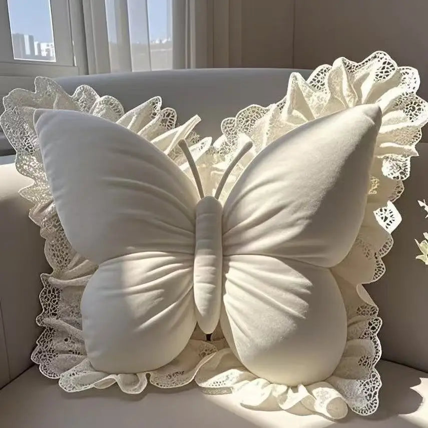 Princess Butterfly Office Pillow Polyester Cotton Blend Rectangle Cushion for Living Room Bedroom Car Sofa Decorative Travel Body Bedding