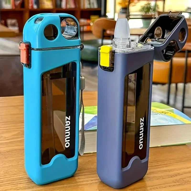 350ml Leak-proof Plastic Water Bottle with Lockable Lid And Measurements Square Sports Travel Cup for Outdoor Activities