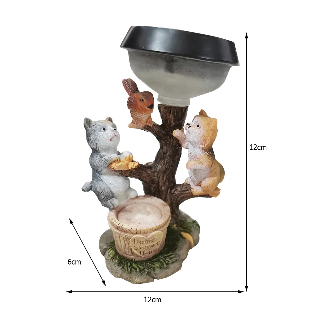 Garden Statues Animal Squirrel Solar LED Light Statue Yard Garden Wildlife Decoration Waterproof Figures Outdoors for Pathway