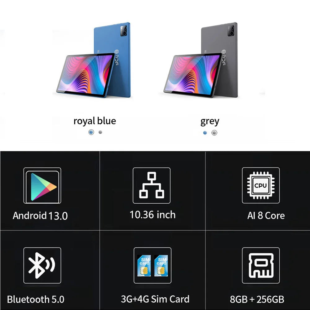 Google 5G Tablet PC 10.36 Inch 8GB RAM 256GB ROM Android 13 Octa-Core Dual SIM Dual Camera BT Global Version OLED Display