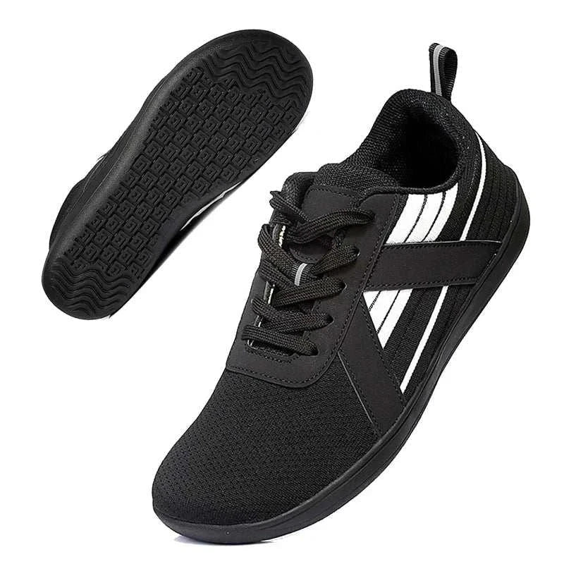 Men wide toe barefoot shoe breathable mesh lace-up running shoe for outdoor walking