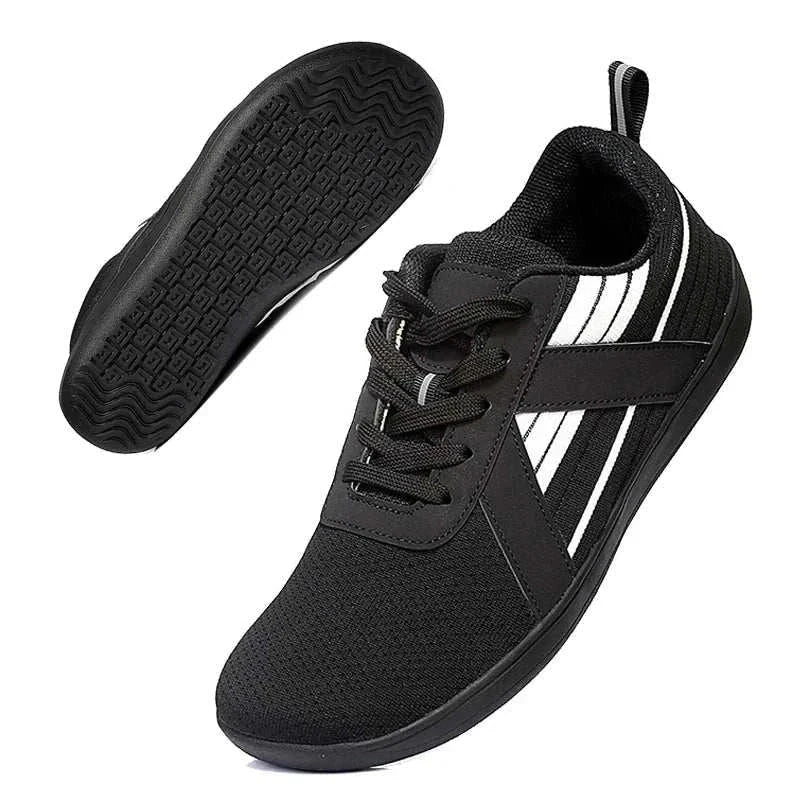 Men wide toe breathable barefoot shoe with mesh upper and rubber outsole for outdoor walking and running