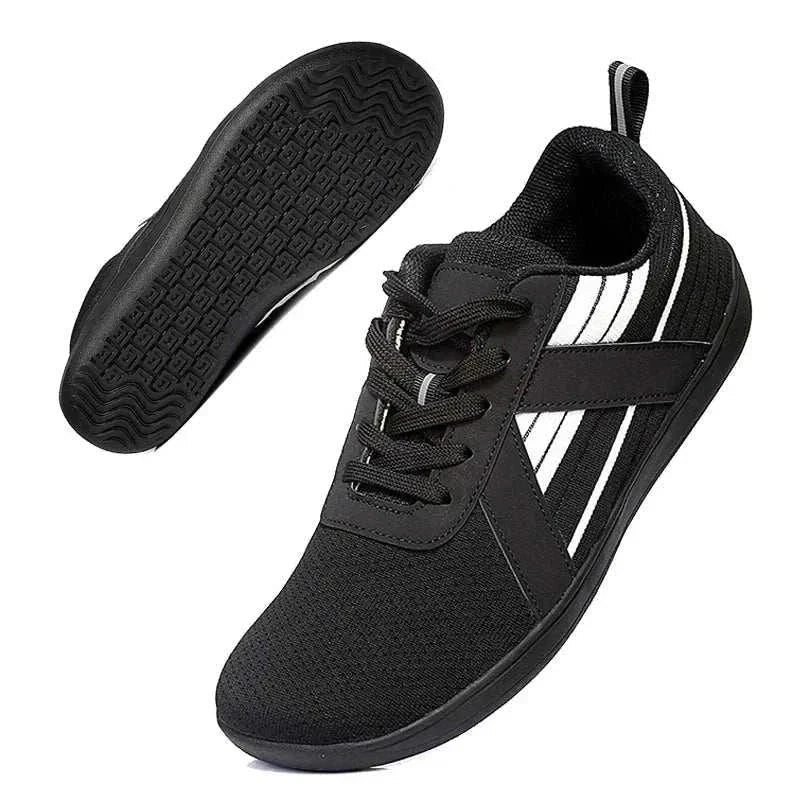 Men wide toe breathable barefoot shoe with mesh upper and rubber outsole for outdoor walking and running