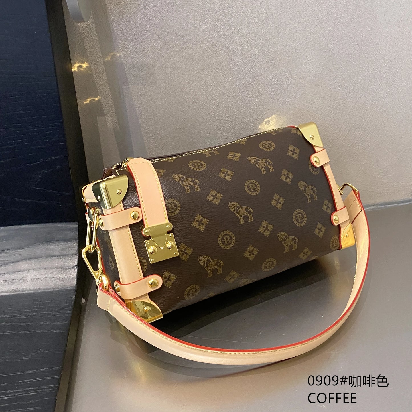 Coffee Brown Crossbody Bag for Women Adjustable Strap Shoulder Purse Stylish Casual Small Underarm Handbag Lightweight