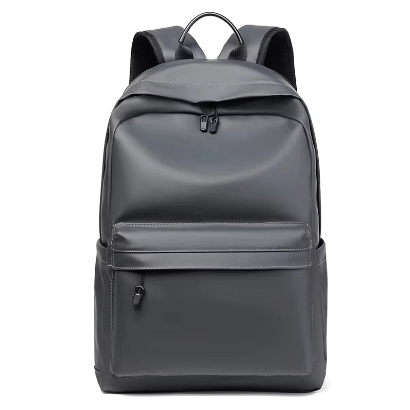 Backpack Men PU Leather Black High Quality School Bags for Teenager 15.6 Inch Laptop
