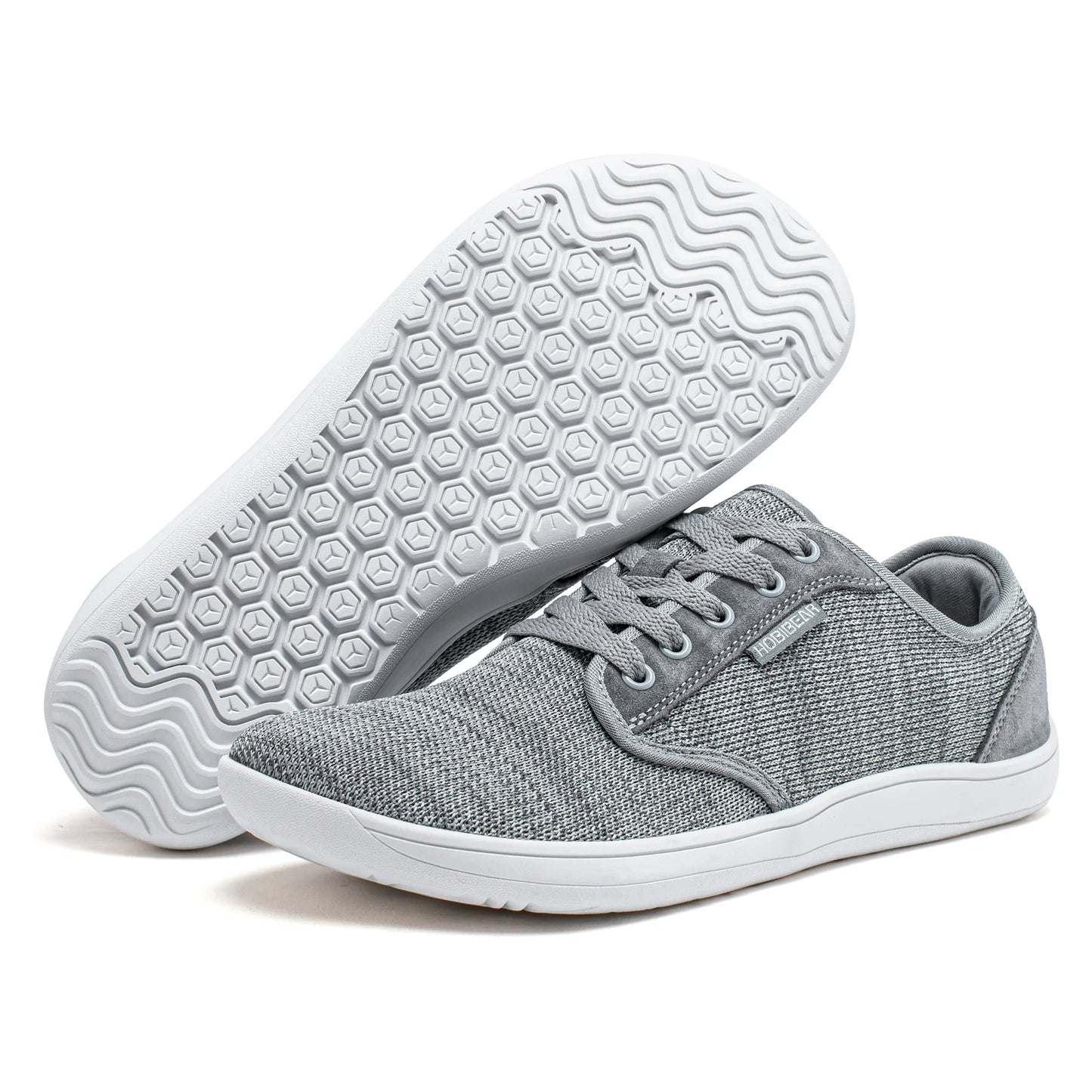 HOBIBEAR Men's Minimalist Barefoot Shoes Unisex Wide Width Zero Drop Fashion Sneakers Mesh Upper Lace-up Casual Footwear