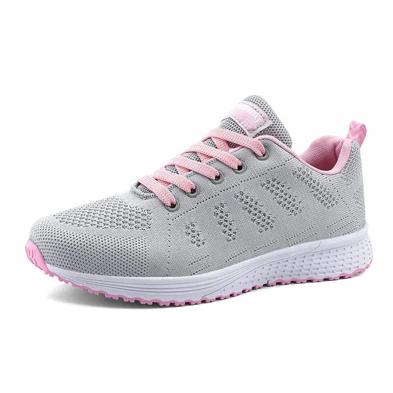 Women Casual Shoes Breathable Walking Mesh Flat Shoes Fashion Sneakers White Female Footwear