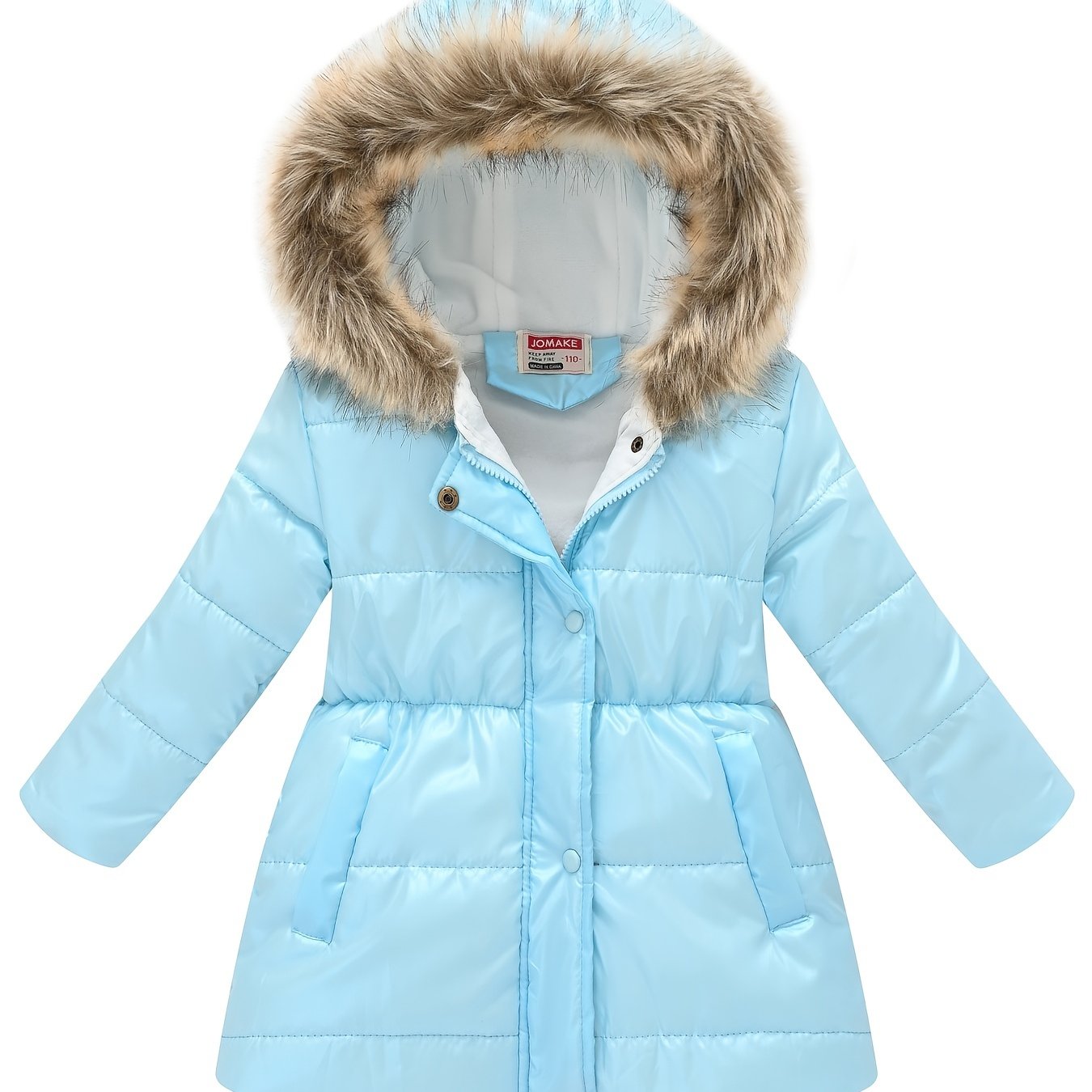 Children Winter Style Thickened Glossy Hooded Jacket for Boys and Girls Mid-Length