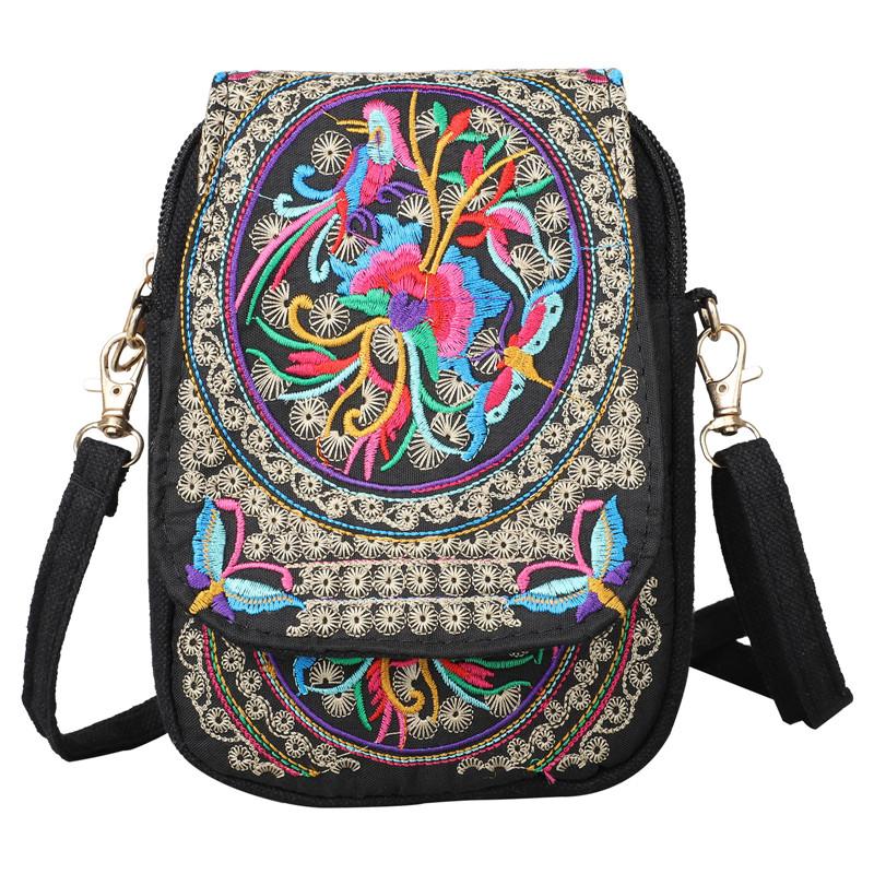 Embroidered Lightweight Crossbody Bag Women Mini Shoulder Embroidery Compact