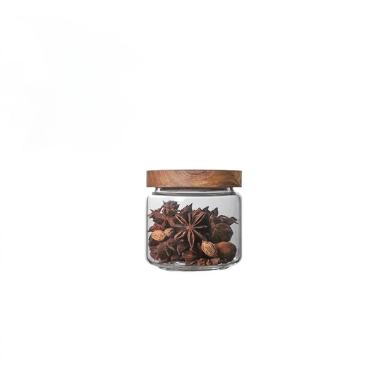 1 lot couvercles en bois Orgnizer Bocal en verre hermétique et étanche à l'air Boîte de rangement alimentaire scellée Distributeur de céréales au gingembre Bouteilles de rangement pour la cuisine