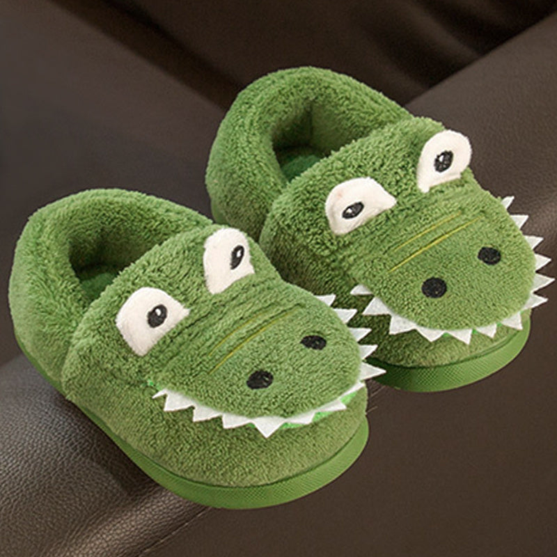 Boys Cute Dinosaur Footwear Winter Indoor/Outdoor Easy Slip-On for Bedtime & Play