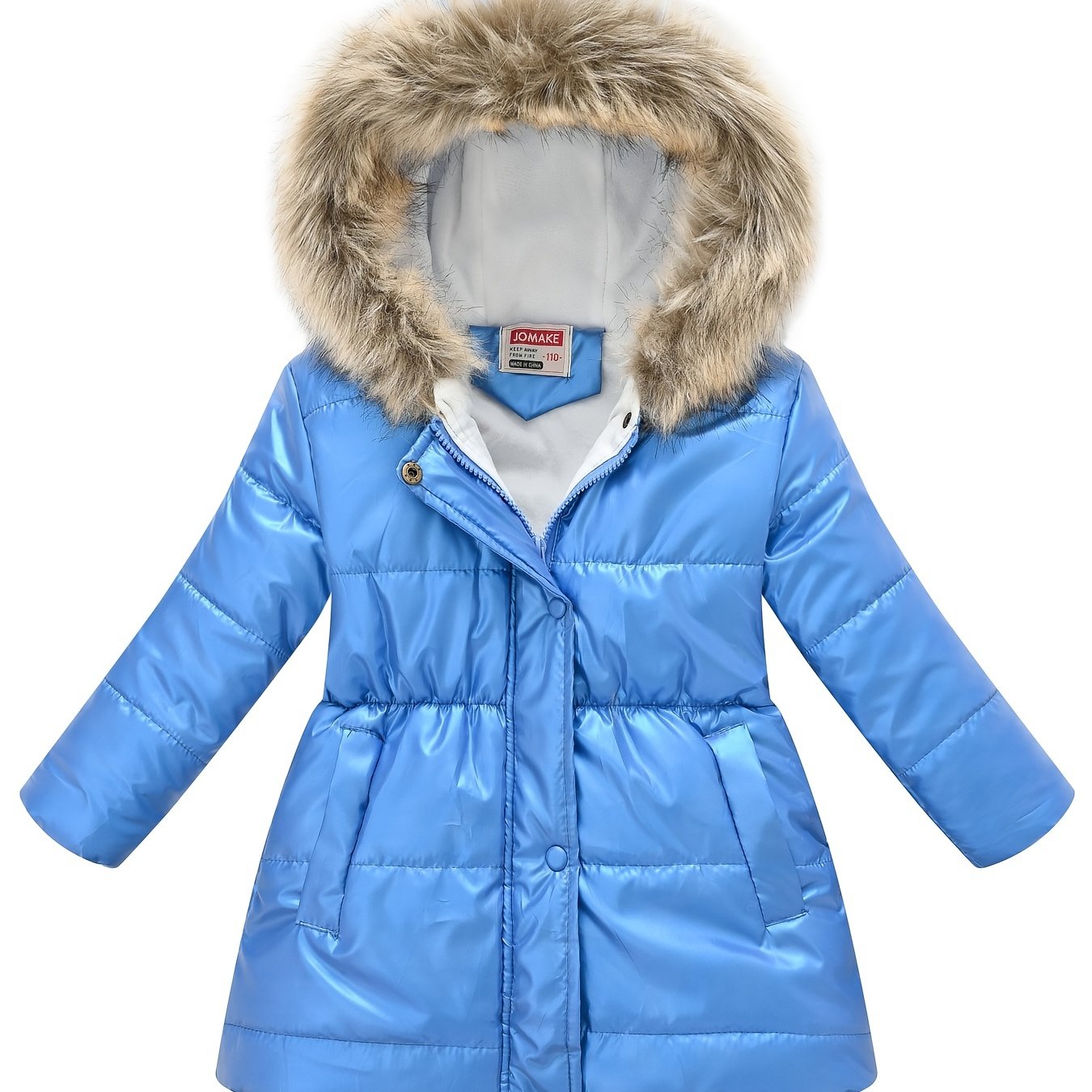 Children Winter Style Thickened Glossy Hooded Jacket for Boys and Girls Mid-Length