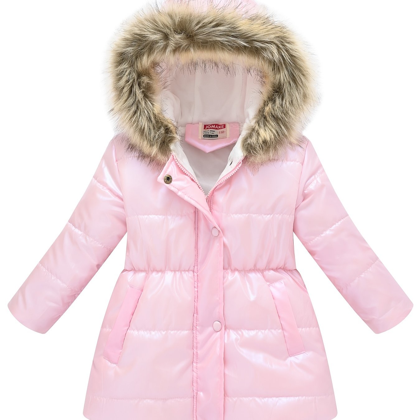 Children Winter Style Thickened Glossy Hooded Jacket for Boys and Girls Mid-Length