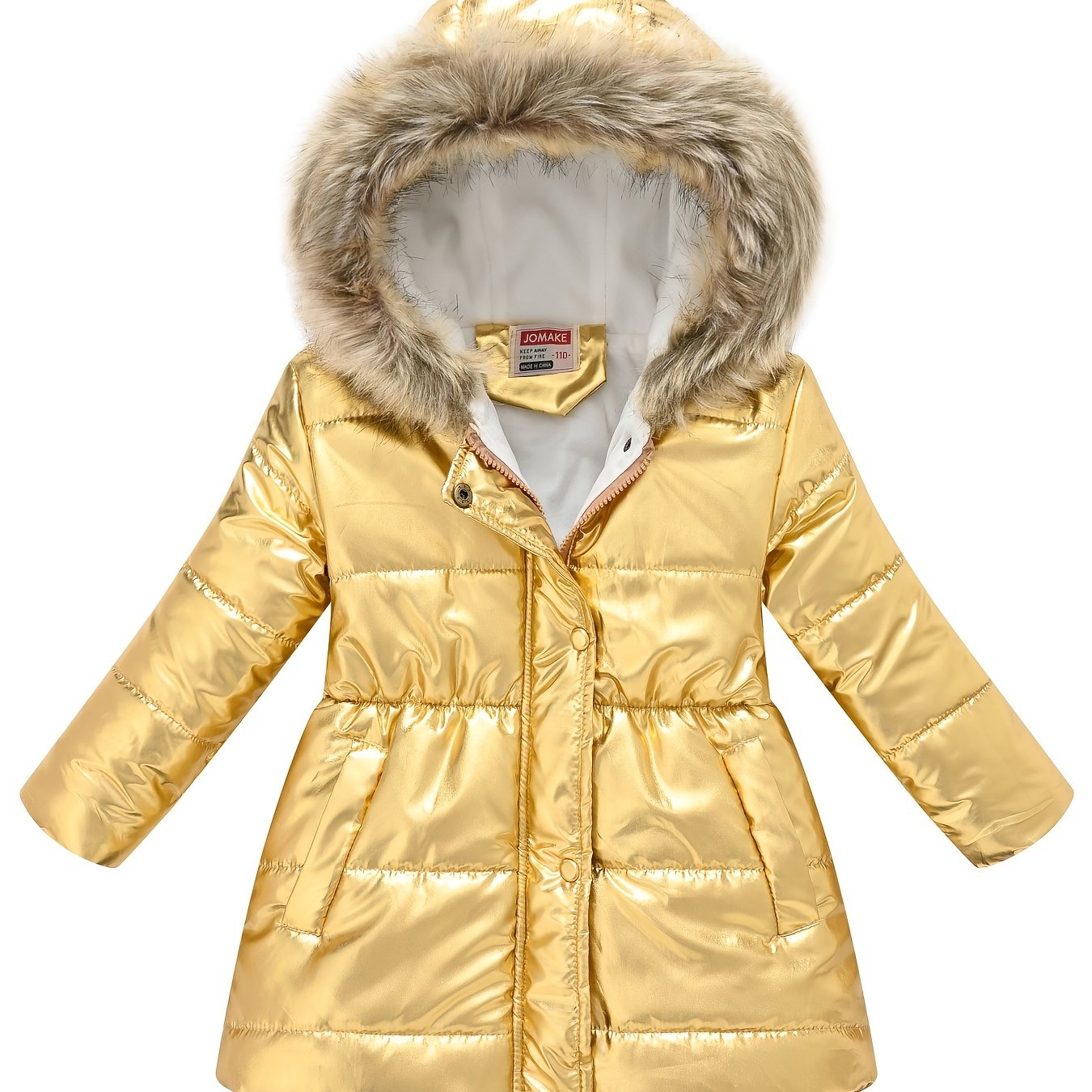 Children Winter Style Thickened Glossy Hooded Jacket for Boys and Girls Mid-Length