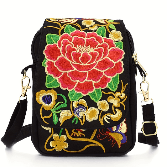 Embroidered Lightweight Crossbody Bag Women Mini Shoulder Embroidery Compact
