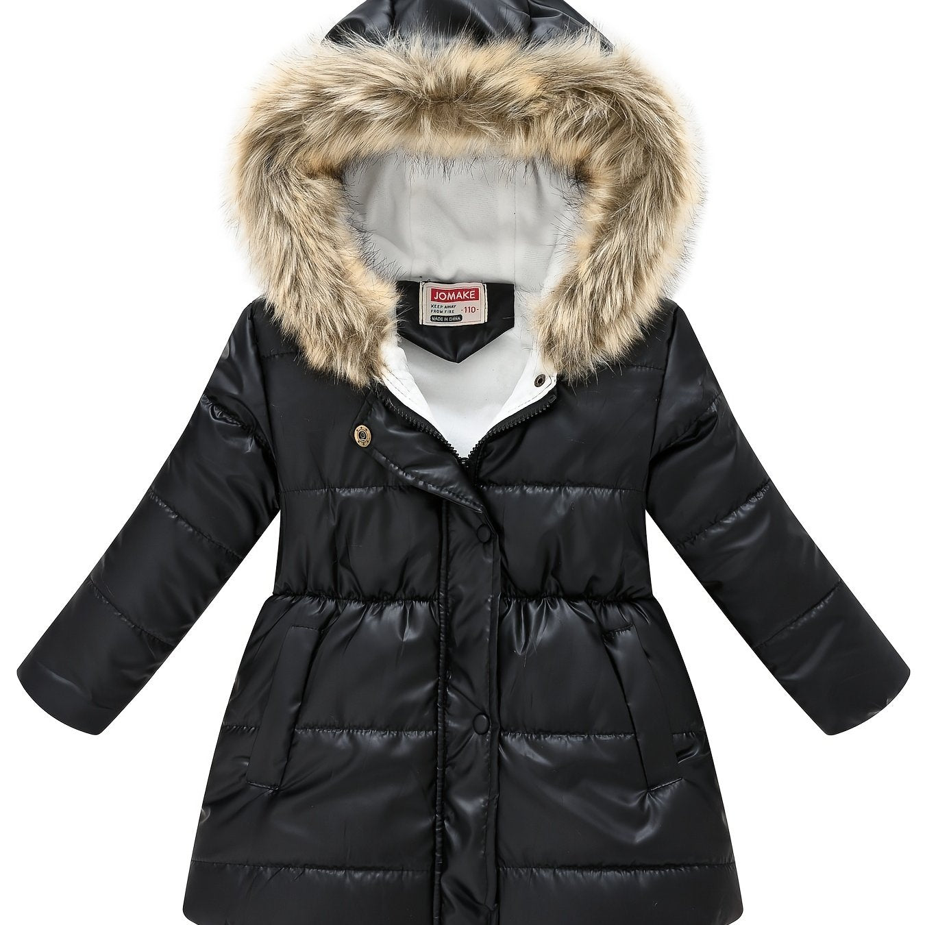 Children Winter Style Thickened Glossy Hooded Jacket for Boys and Girls Mid-Length