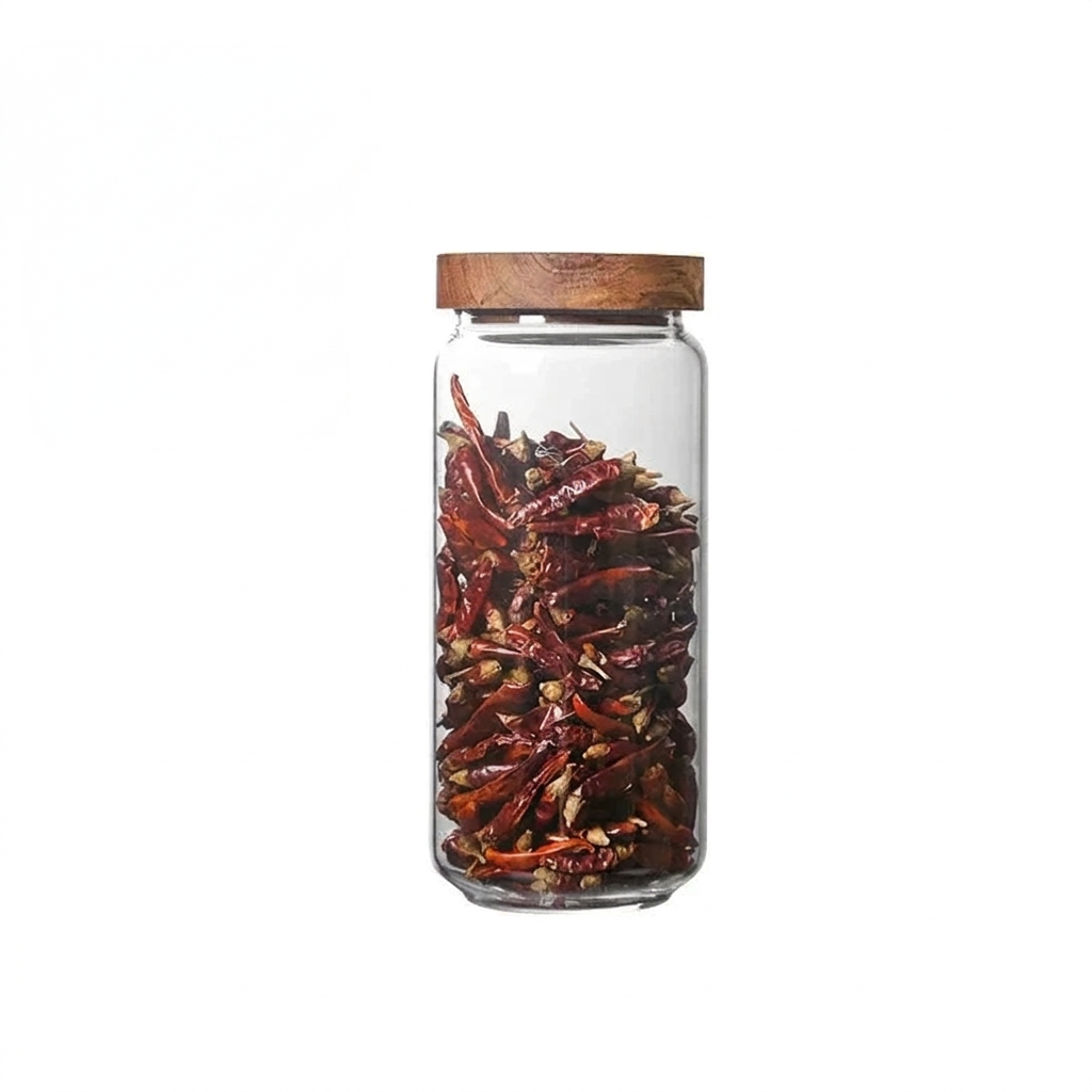 1pcs Wood Lid Orgnizer Glass Airtight Canister Jar Sealed Food Container Ginger Cereal Dispenser Set Kitchen Storage Bottles