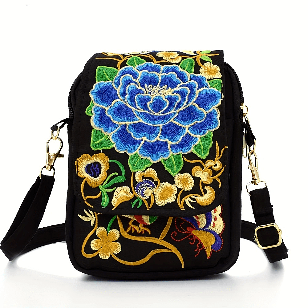 Embroidered Lightweight Crossbody Bag Women Mini Shoulder Embroidery Compact