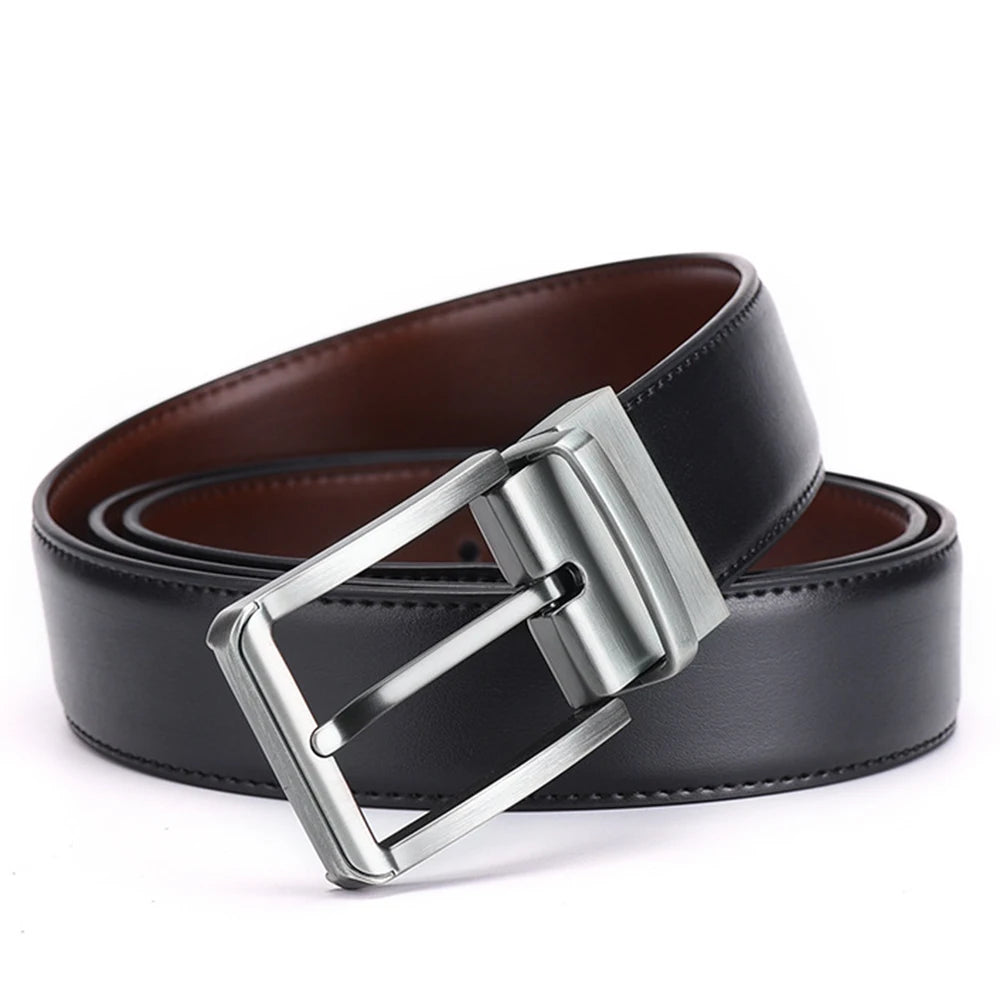 Genuine Leather High Quality Double sided Men Luxury Strap Belt New Fashion buckle
