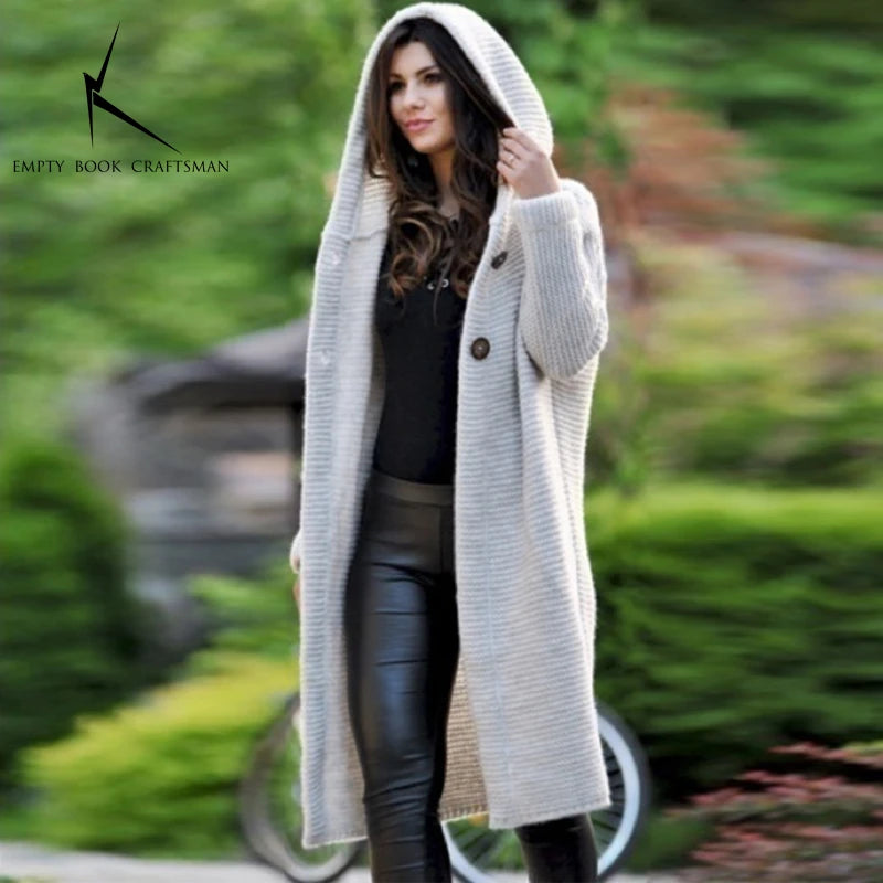 Cashmere Cardigan in Autumn and Winter Women loose Long Sleeve Sweater Solid Color