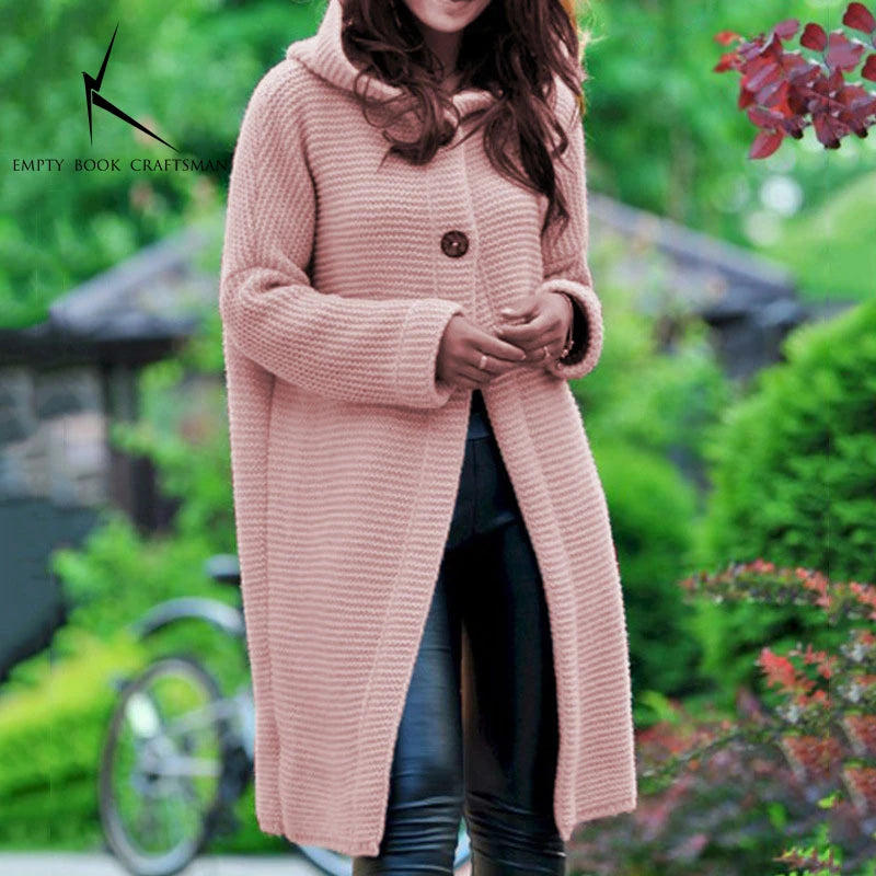 Cashmere Cardigan in Autumn and Winter Women loose Long Sleeve Sweater Solid Color