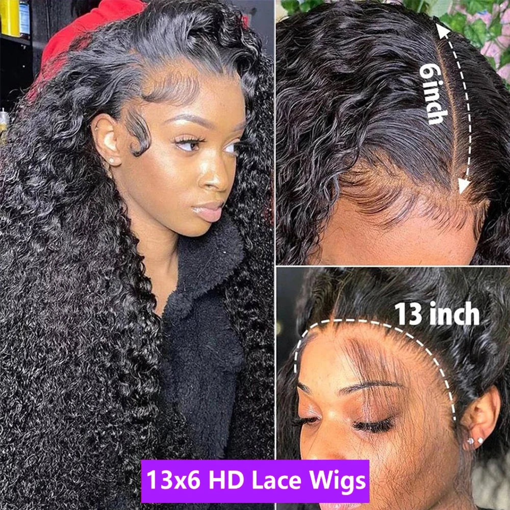 Deep Wave Glueless Wigs Pre Plucked Pre Cut Curly Lace Human Hair Wet And Wavy Wig