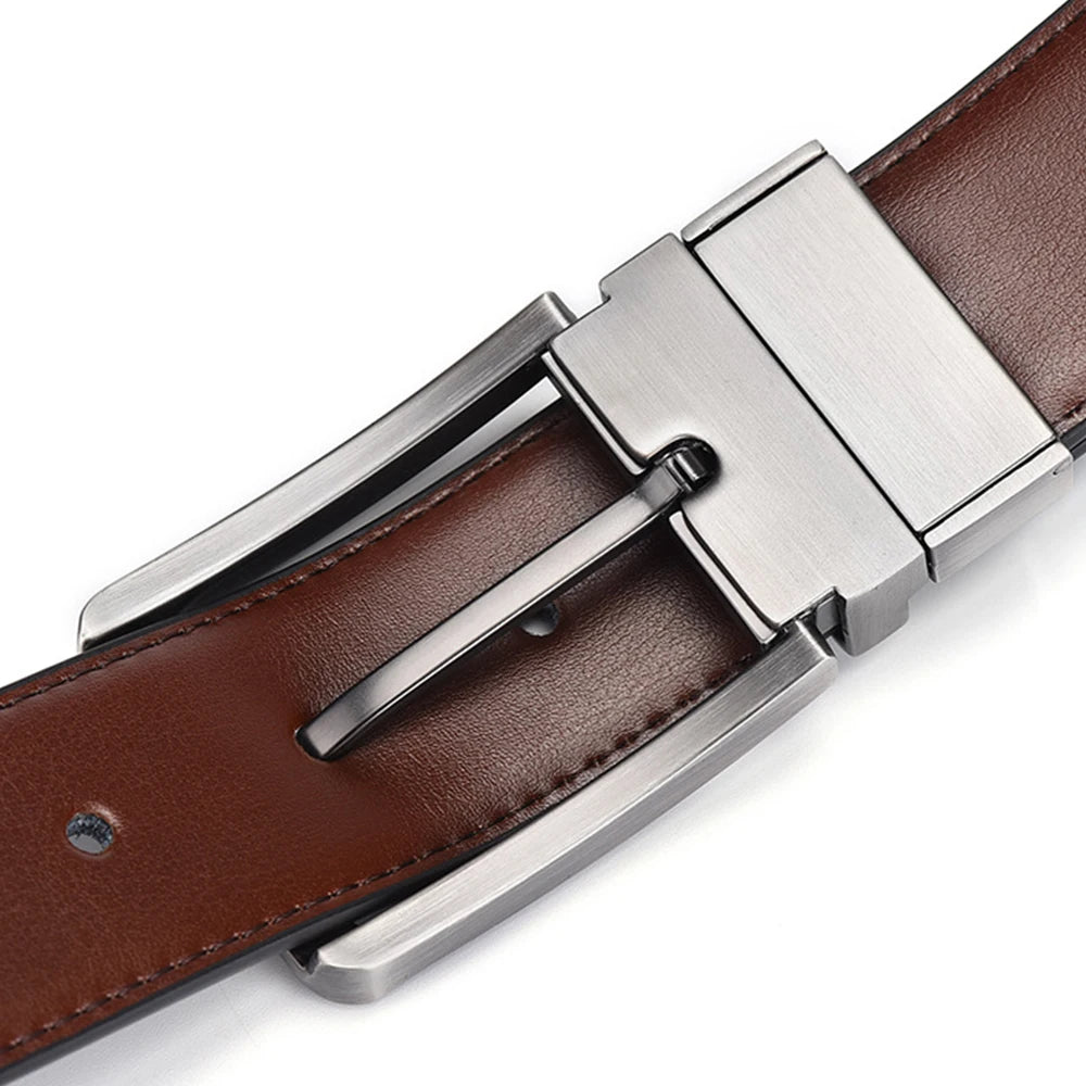 Genuine Leather High Quality Double sided Men Luxury Strap Belt New Fashion buckle
