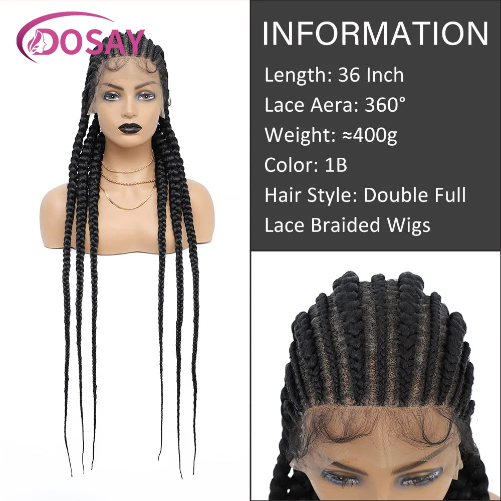 Synthetic Wigs Transparent Full Lace Front Braid Cornrow Braids Lace Wigs Braiding Hair Durable