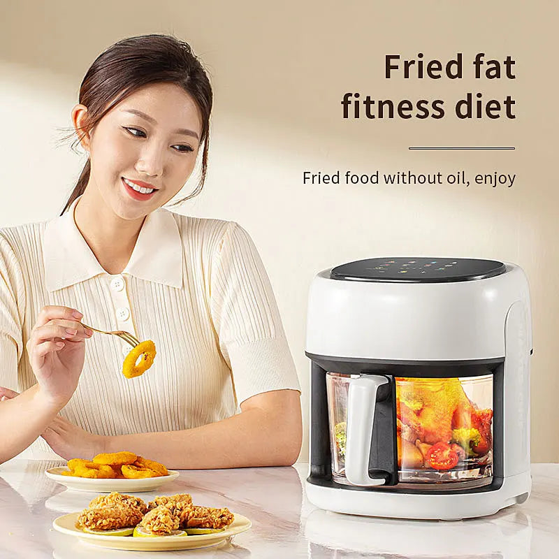 Smart Electric Air Fryer Without Oil Kitchen 360°Baking Viewable Window Home Appliance