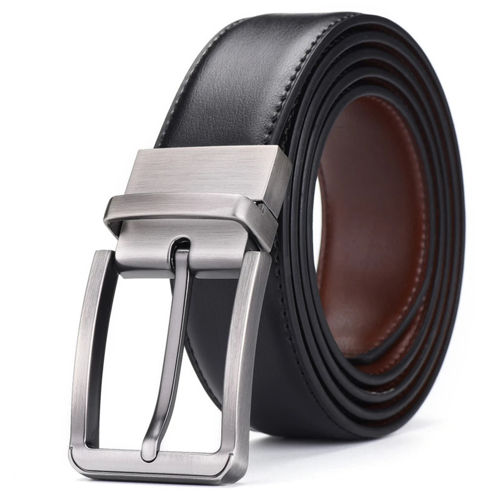 Genuine Leather High Quality Double sided Men Luxury Strap Belt New Fashion buckle