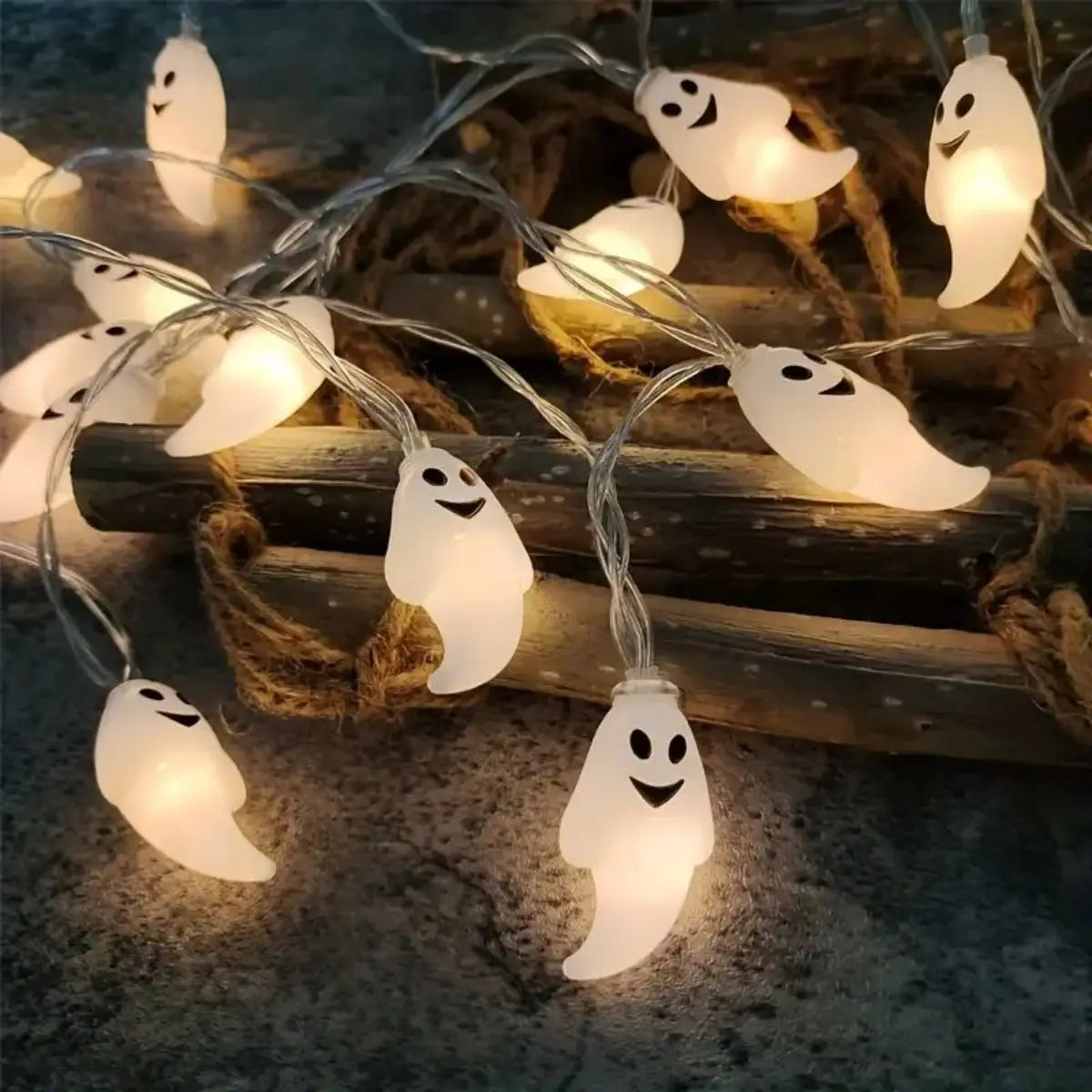 59.06inch Ghost Halloween Decoration String Light, Battery Powered (No Plug)