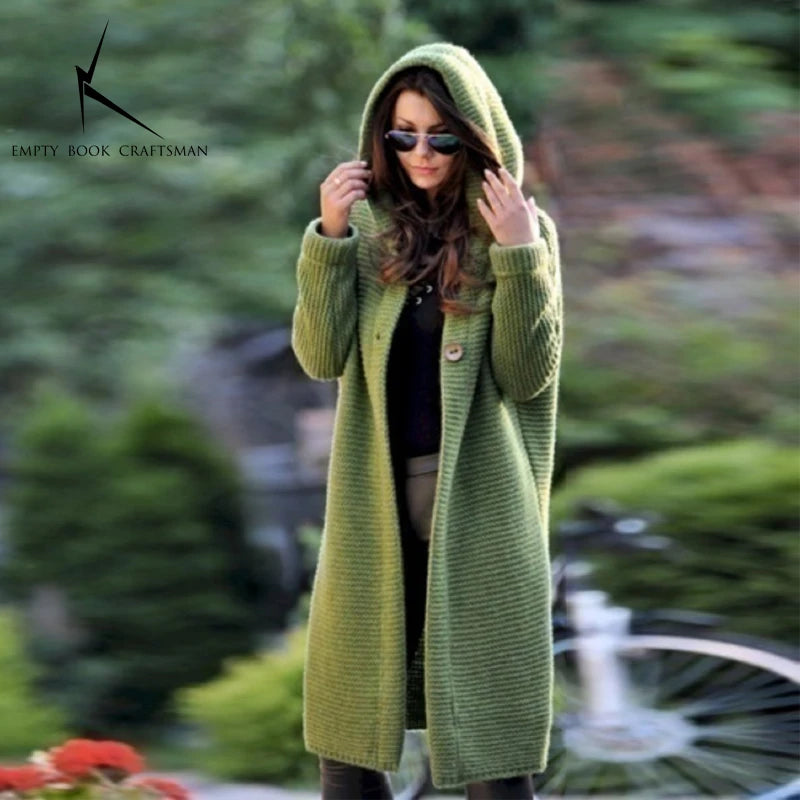 Cashmere Cardigan in Autumn and Winter Women loose Long Sleeve Sweater Solid Color