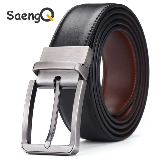 Genuine Leather High Quality Double sided Men Luxury Strap Belt New Fashion buckle