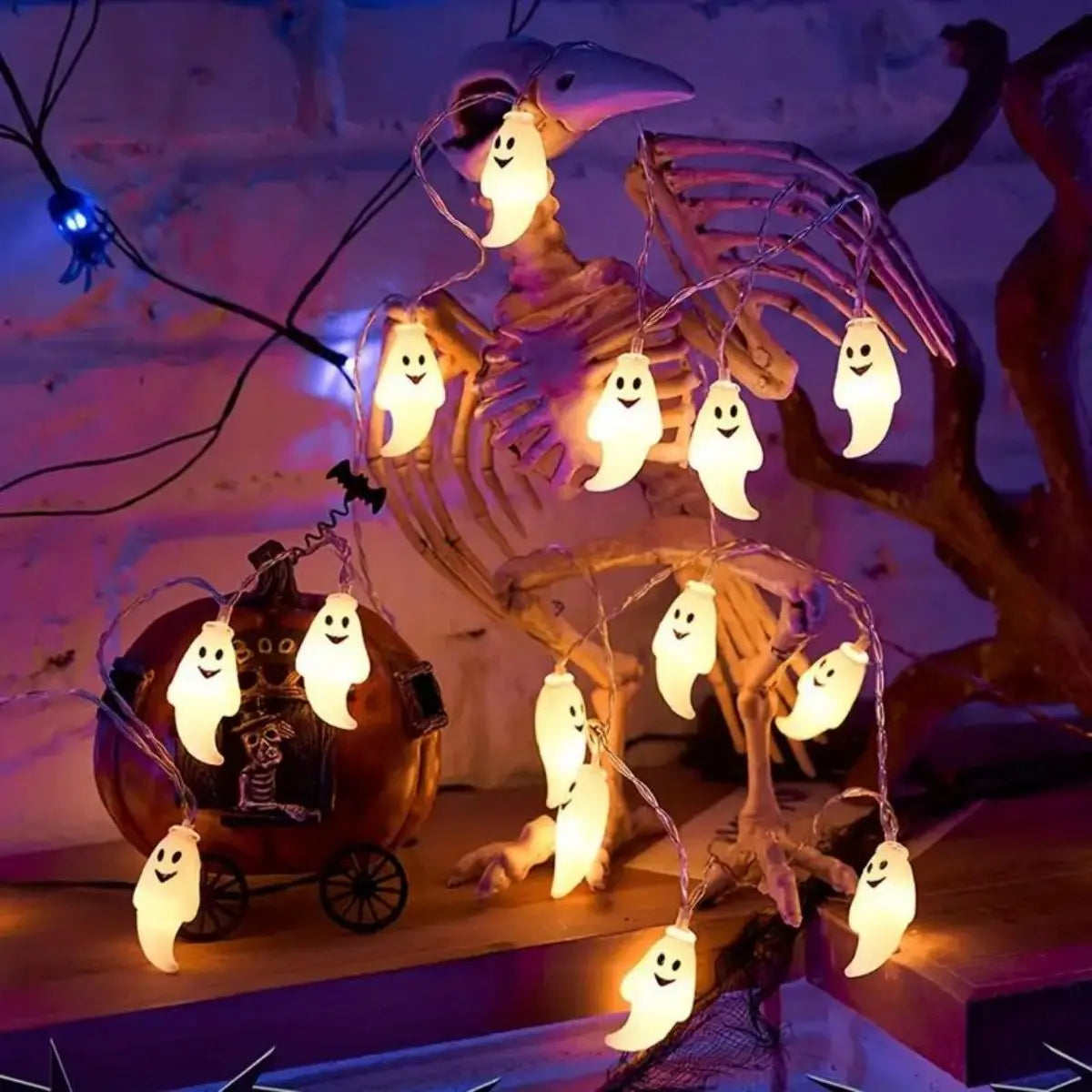 59.06inch Ghost Halloween Decoration String Light, Battery Powered (No Plug)