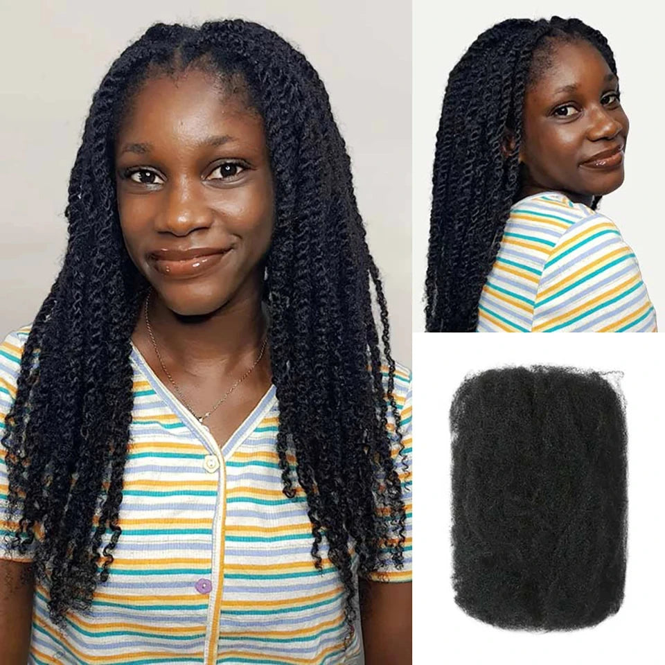 Brazilian Bulk Hair Afro Kinky Human Hair Bulk Queen Virgin Dreadlock Natural Color Braids Hair