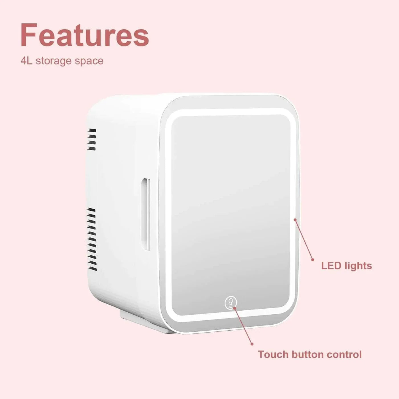 4L Mini Mirror Fridge,Makeup Skincare Beauty Refrigerator, Mini Fridge