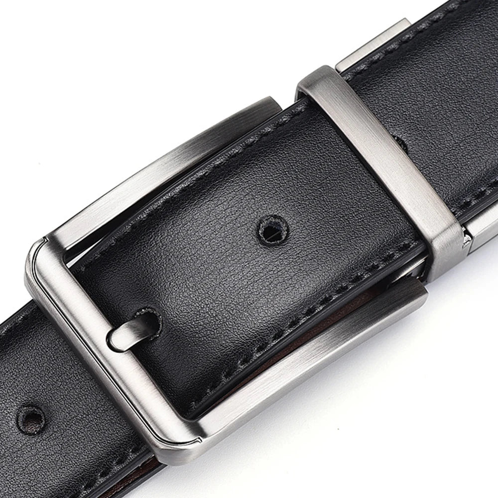 Genuine Leather High Quality Double sided Men Luxury Strap Belt New Fashion buckle