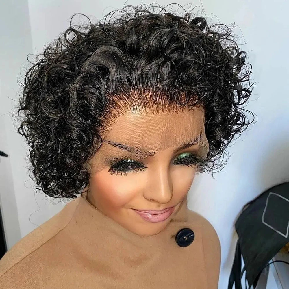 Pixie Cut Wig Human Hair 13x1 Lace Frontal Wigs Short Bob Wigs For Black Women