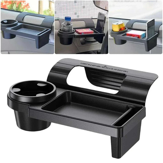 Black multifunctional side door window phone slot hanging organizer with cup holder for car interior storage