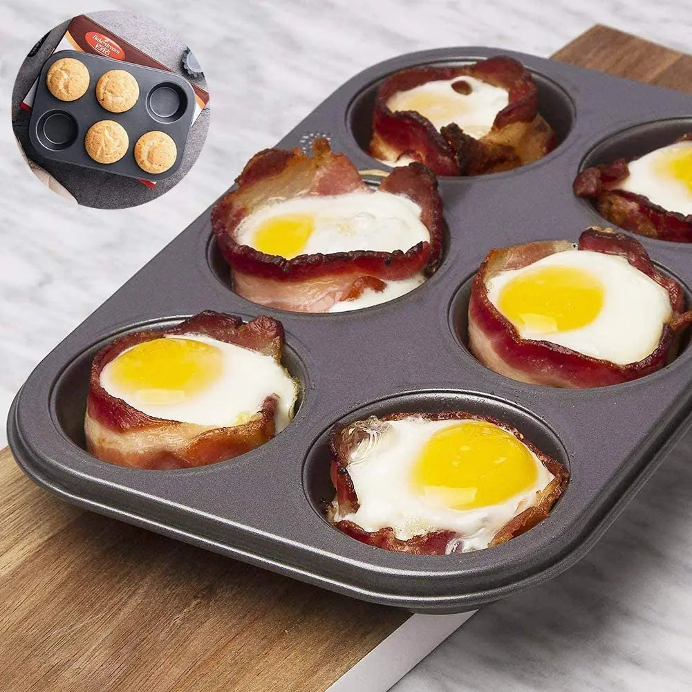 6 Holes Nonstick Baking Pan Muffin Biscuit Baking Sheet Diy Cupcake Pan Baking Supplies