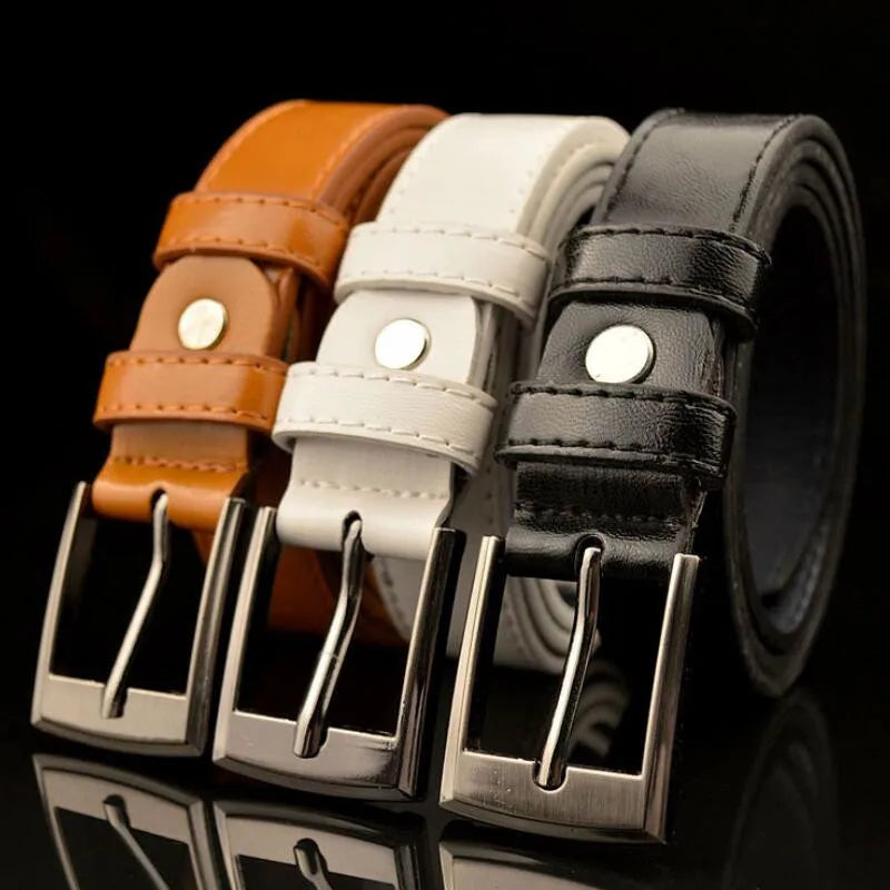 Children's High quality Leather Belts Luxury design Belt Boys Girls metal Pin Buckle Belts