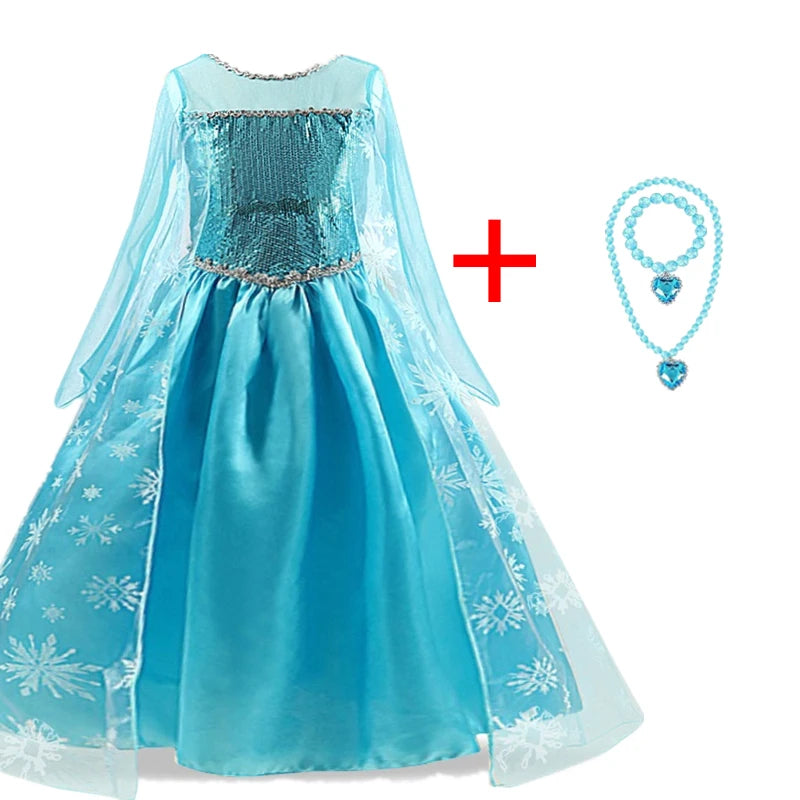 Years Girls Princess Dress Snow Queen Elsa Costume Kids Sequins Dresses Halloween Party Carnival Children Cosplay Dress Up