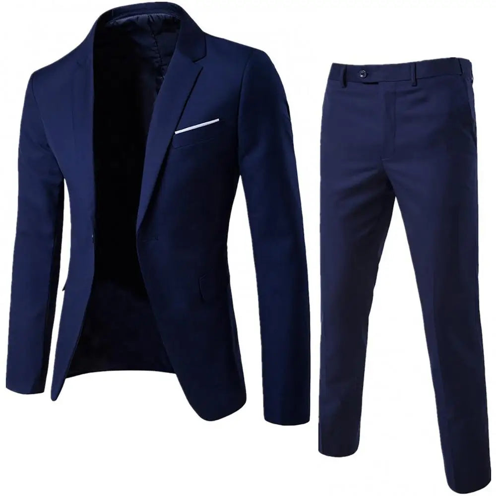 Men Suit Formal Suit Set Korea Style Business Suits Wedding Blazer Pants Set