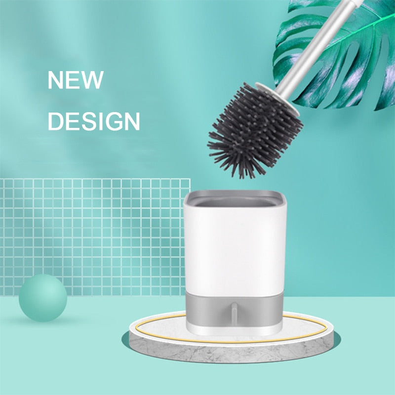 Toilet Brush with Holder Long Handle Toilet Cleaning Brush Soft Bristles Wall Mounted Cleaning Products Bathroom Accessories Set