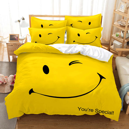 Smiling Face Bedding Duvet Cover Bed Linen Queen Size Bedding Set