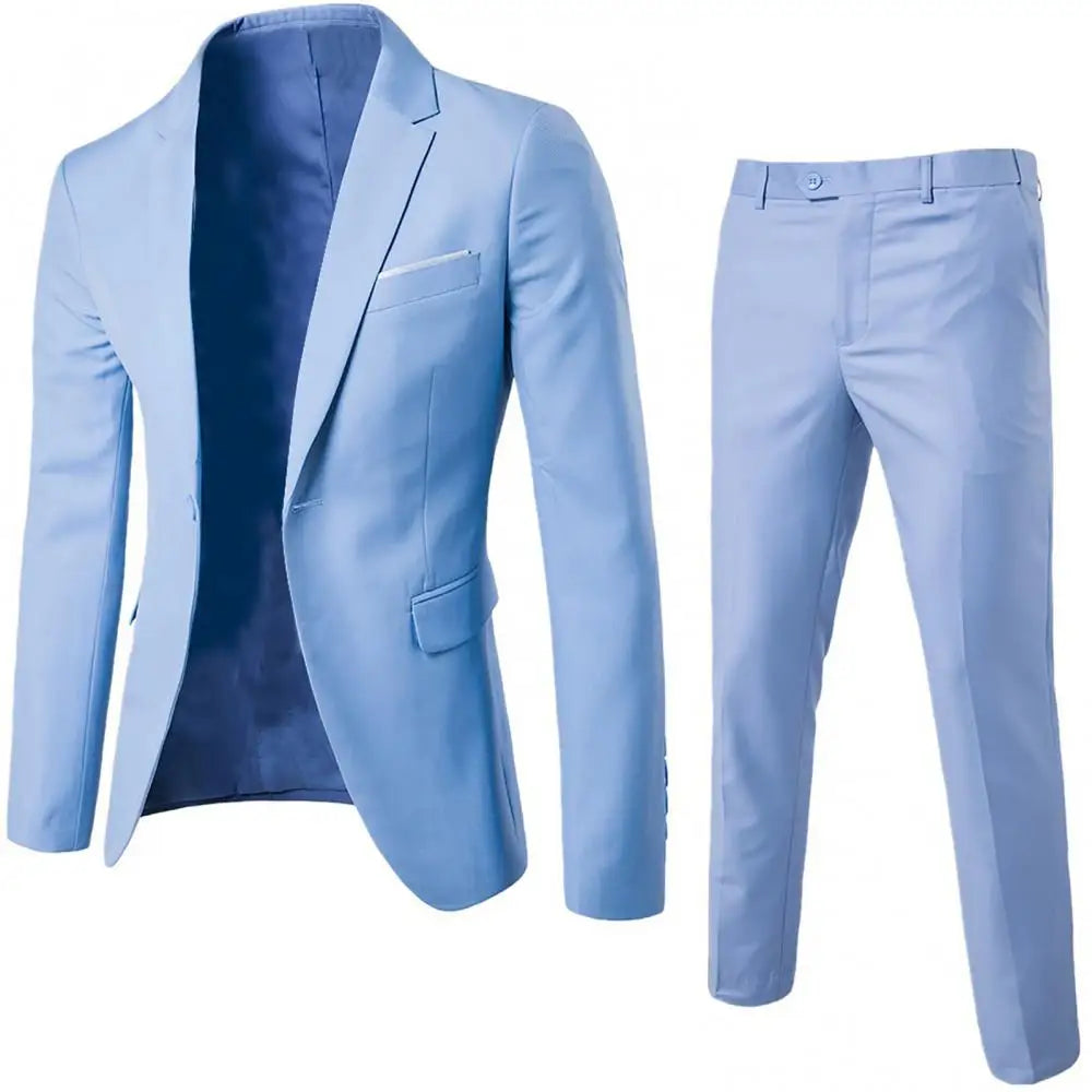 Men Suit Formal Suit Set Korea Style Business Suits Wedding Blazer Pants Set